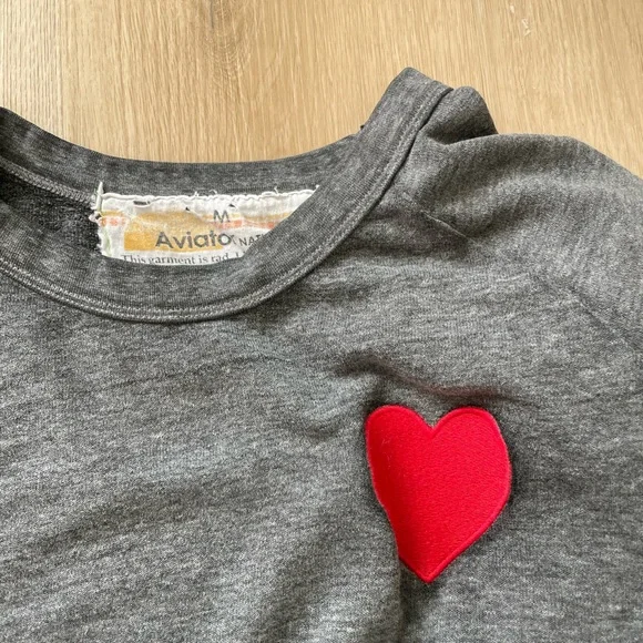 Aviator Nation Gray Sweater with Red Heart - Picture 4 of 15